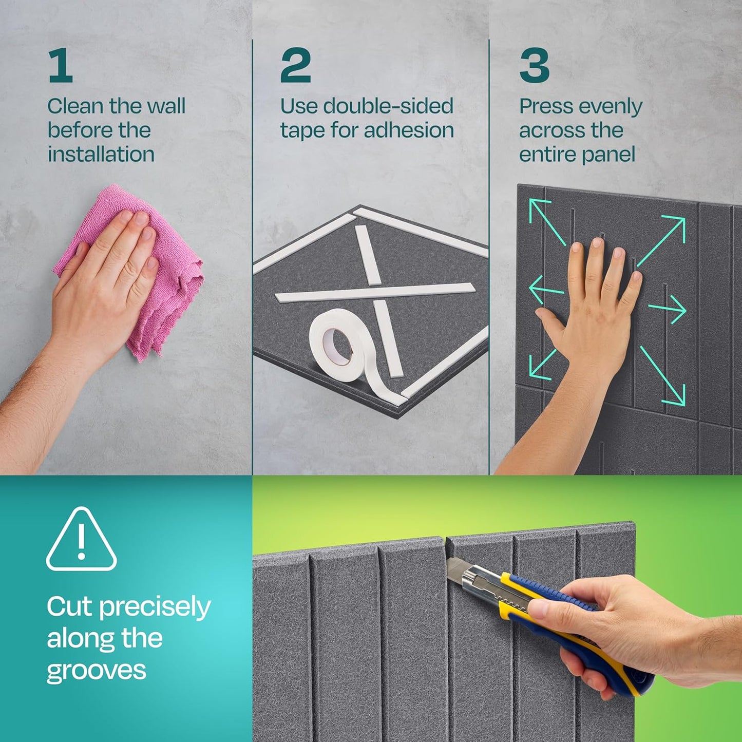 Acoustic Panels 12-Pack Soundproof Wall Panels 12"x12"x0.4" Decorative Sound Dampening for your Home, Office, Studio, Bedroom & More with Unique LineWave Carving [Pebble Gray]