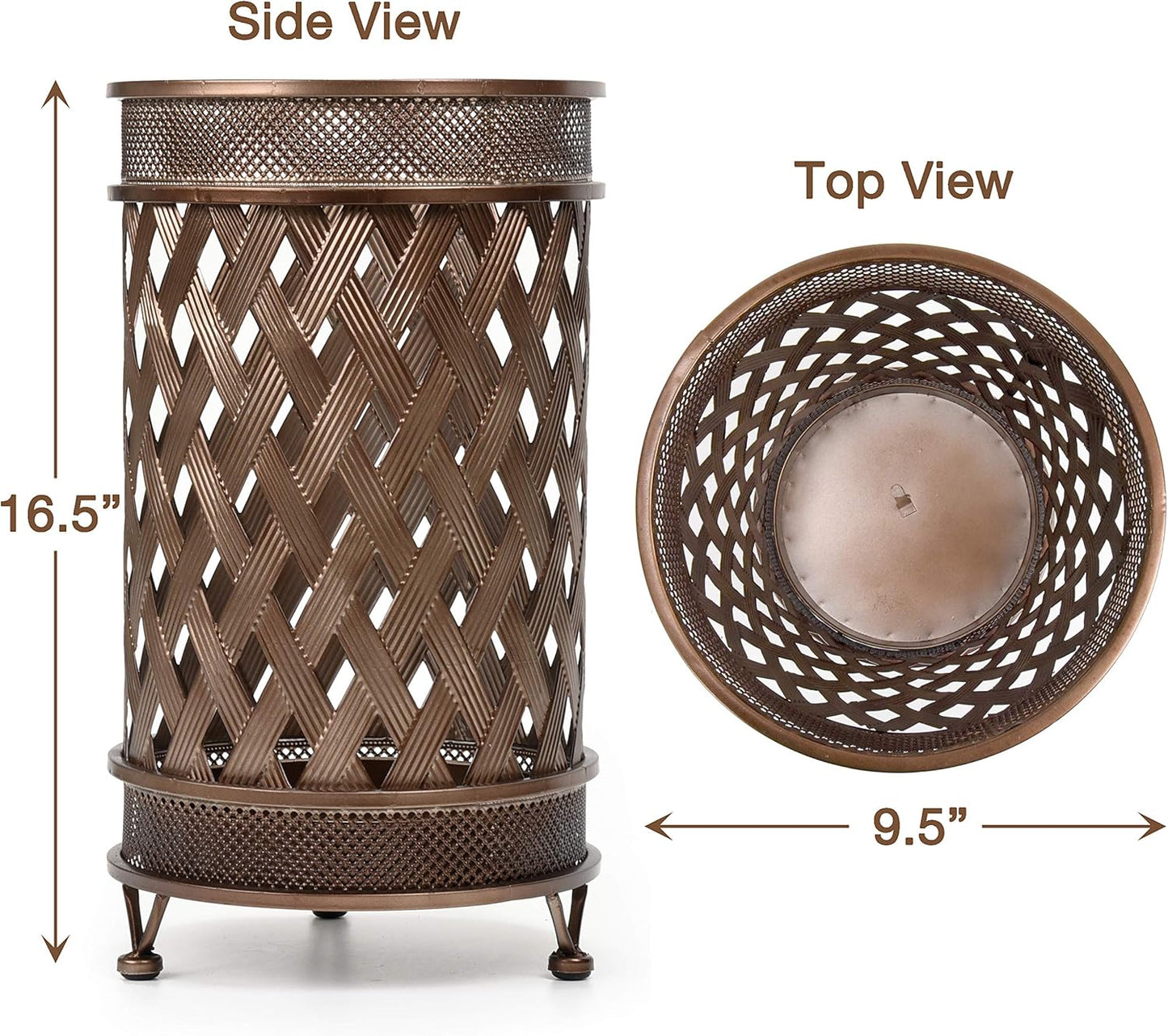 Dualplex Super Quality Umbrella Stand, Umbrella Holder, Antique Look Metal Entry Hallway Décor, Round Style w/Removable Drip Tray. Home Office Decoration Rack Holds Umbrellas Canes Walking Sticks