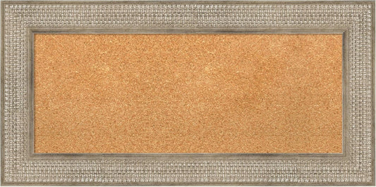 Amanti Art Natural Cork Board for Wall, 18x36 Vision Board with Silver Wood Frame, Medium Corkboard Office Decor for Home Organization, Traditional Corkboard Pinboard to Display Items for Home