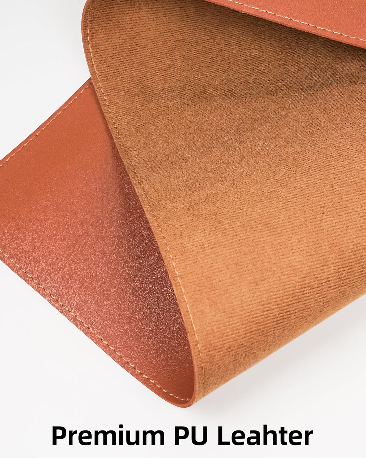 Large Desk Pad Mat - Waterproof Mouse Pad & Desk Protector, Non-Slip XL PU Leather Gaming Mat for Keyboard/Mouse, Stitched Edge with Ergonomic Support, 47"x17" (Brown)