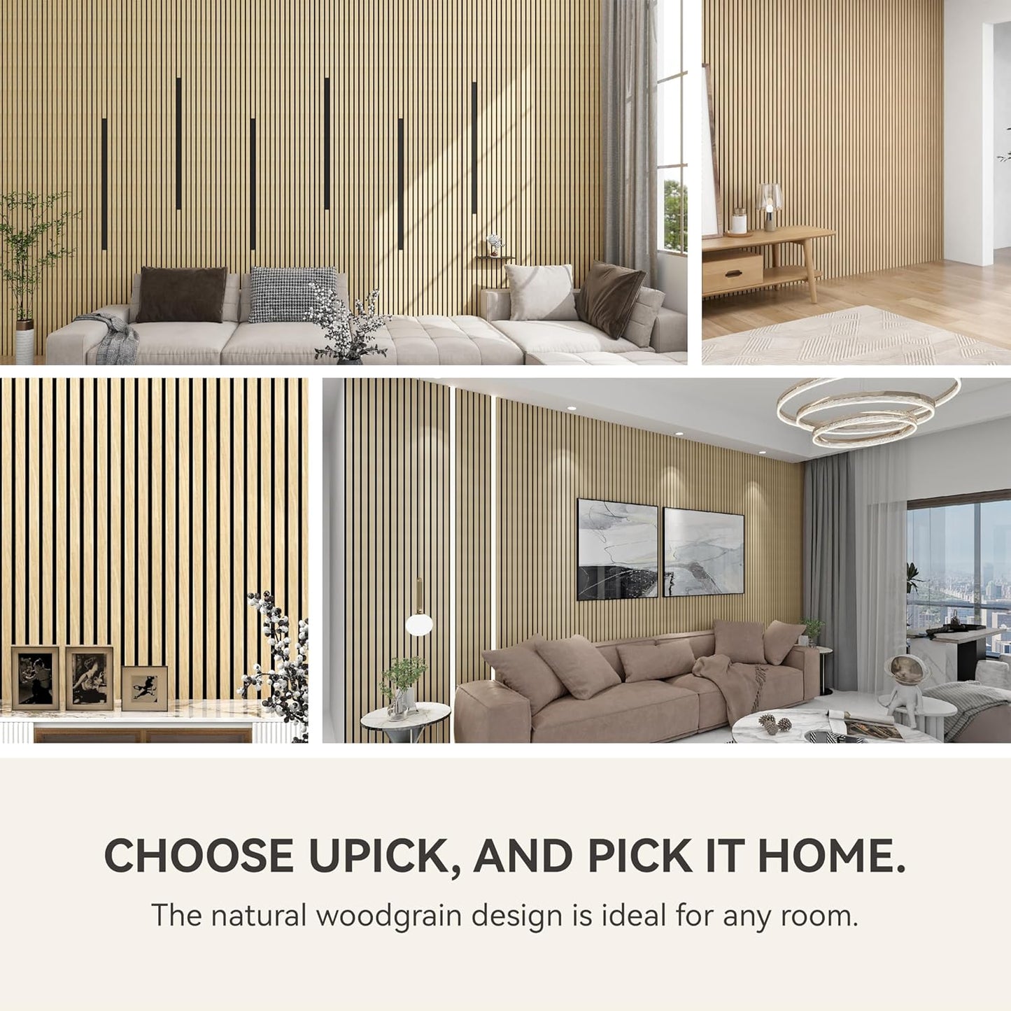 Upick MDF Acoustic Wall Panels Sound Absorbing, 2 Pack 94.5 x 23.4 inch Sound Proof Foam Wall Panels & Wood Slat Wall Panels for Interior Wall Decor, Oak
