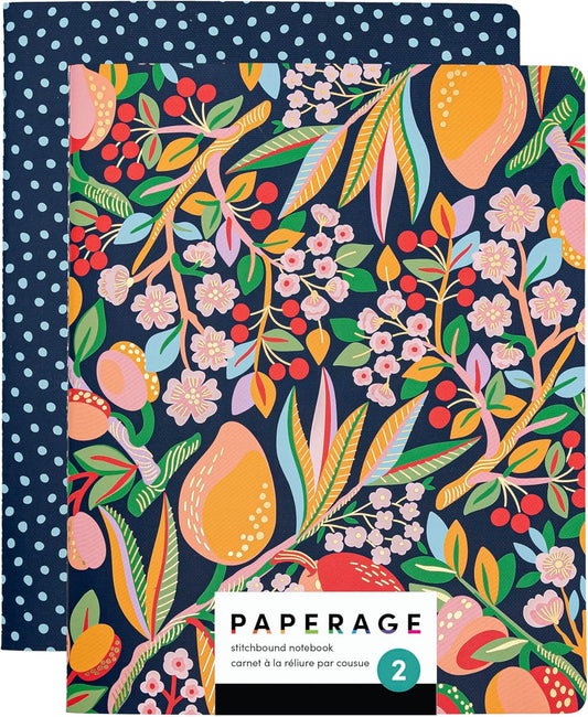 PAPERAGE Soft Cover Lined Journal Notebook, 2 Pack, (Cherry Blossom), 100 Pages, Large 7.5 inches x 9.5 inches, College Ruled, Ideal for Note Taking & Travel Journal