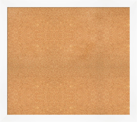 Amanti Art Natural Cork Board for Wall, 33x37 Vision Board with White Frame, Large Corkboard Office Decor for Home Organization, Modern Corkboard Pinboard to Display Items for Home Organization in