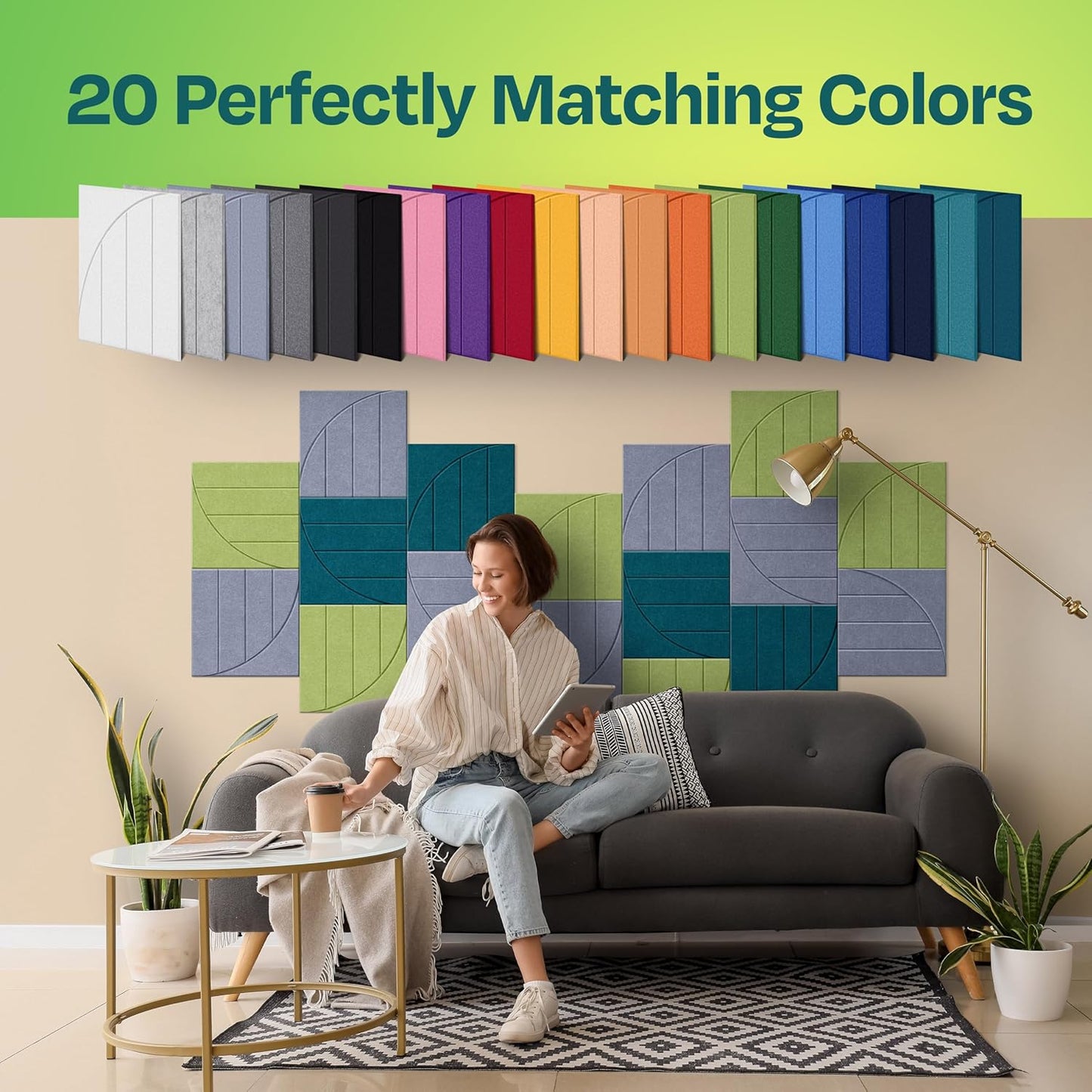 Acoustic Panels 12-Pack Soundproof Wall Panels 12"x12"x0.4" Decorative Sound Dampening for your Home, Office, Studio, Bedroom & More with Unique ModuArc Carving [Dusky Gray]