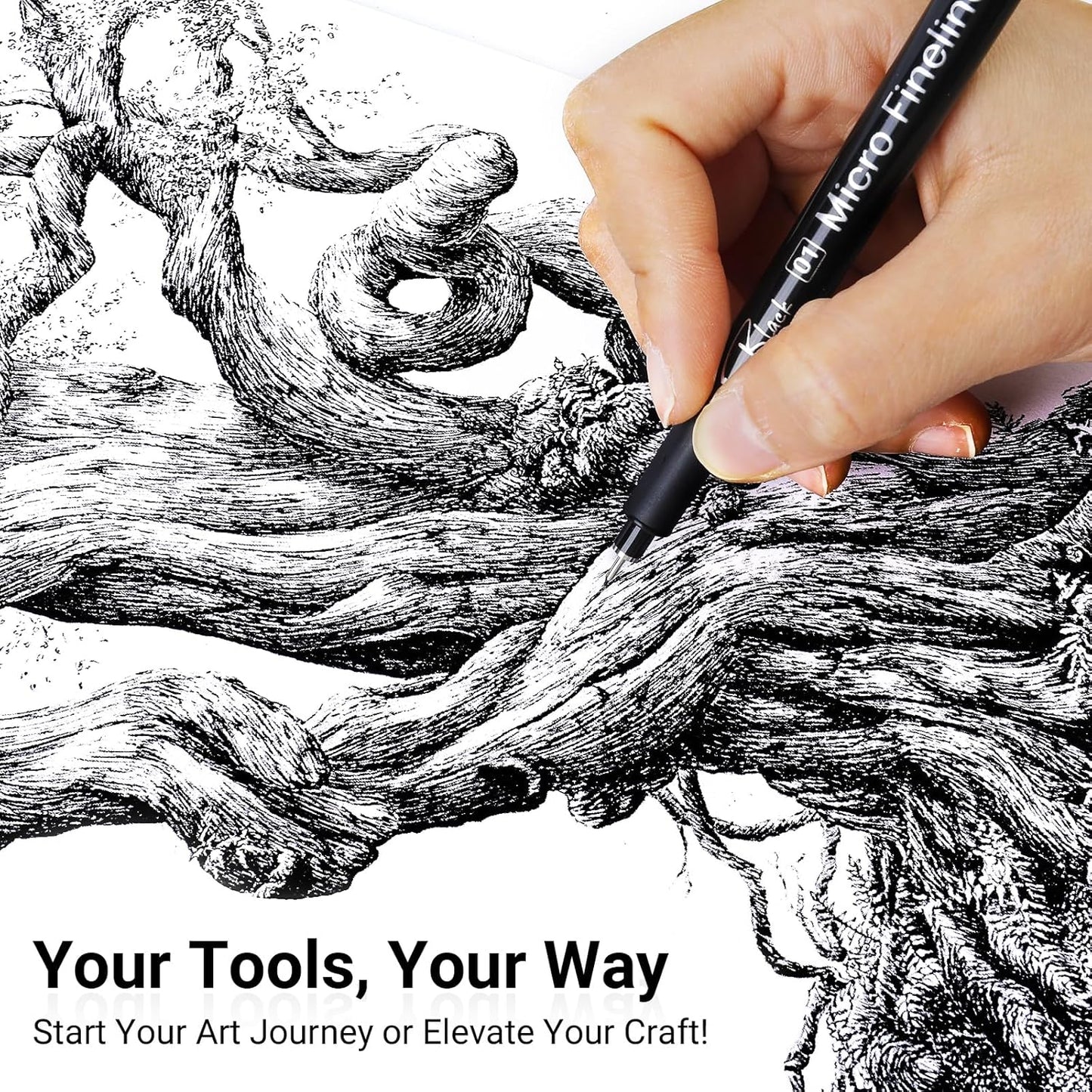 KERIFI Micro Fineliner Drawing Pens for Artists, 16 Black Fine Liner Markers, Waterproof Archival Ink Multiliner Pens, Technical Mandala Zentangle Book Accessories, Art Supplies Stuff Gifts for Adults