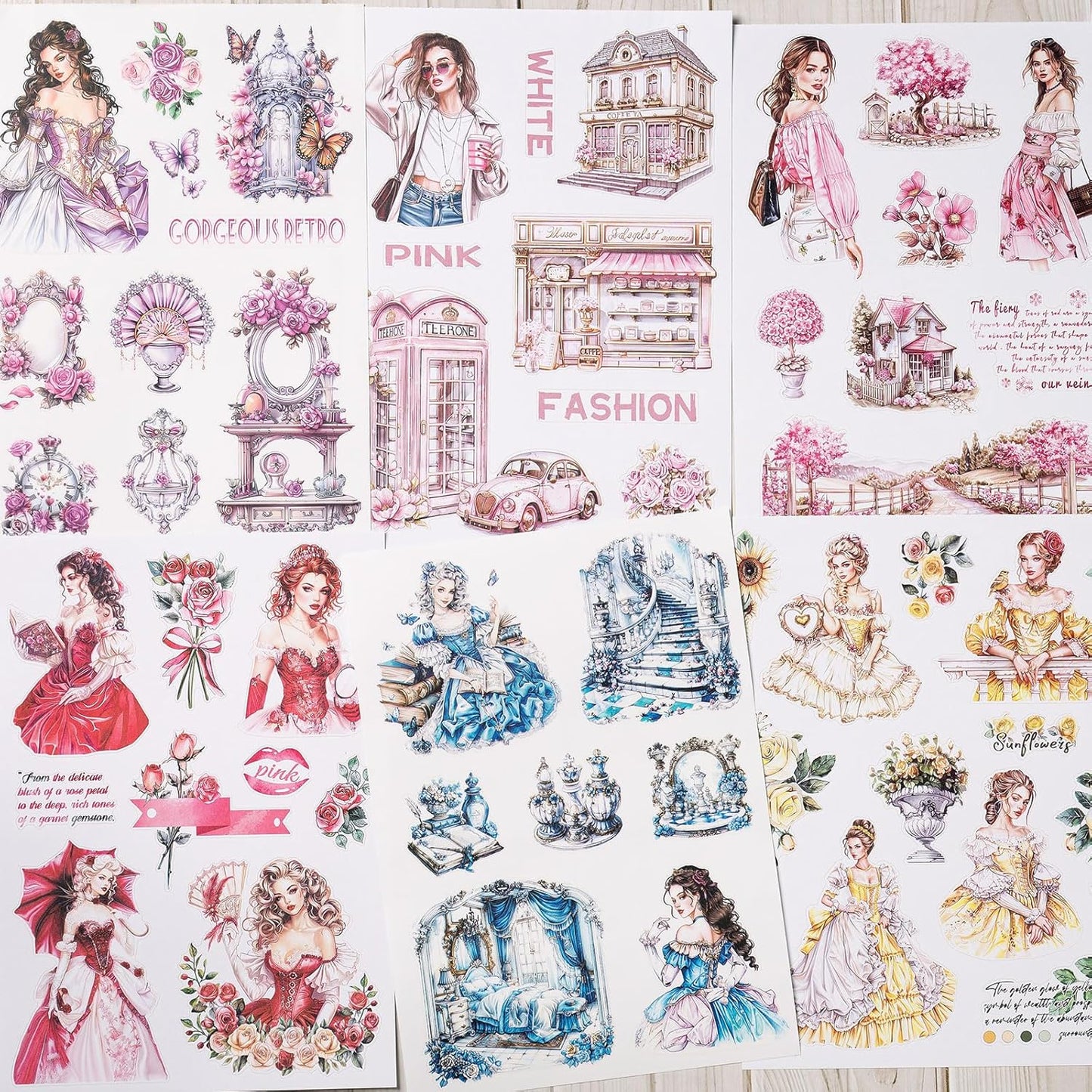 YagCu Journal Sticker Book, Moment of Love Scrapbook Stickers, Junk Journal Supplies, Pre-Cut Aesthetic Scrapbooking and Journaling for Women, Pink Decorative Ephemera Bullet Planner DIY Arts