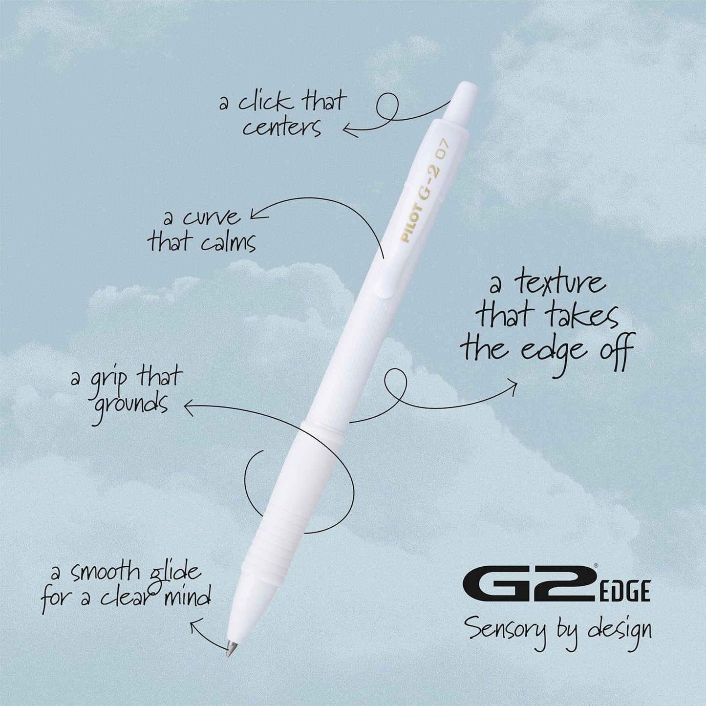 PILOT, G2 Edge White Premium Gel Roller Pens, Sensory Writing Experience, 8ct box, Fine Point 0.7 mm