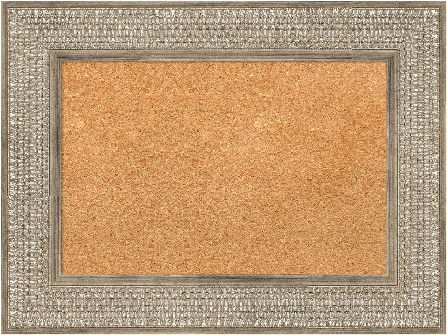 Amanti Art Natural Cork Board for Wall, 18x24 Vision Board with Silver Wood Frame, Small Corkboard Office Decor for Home Organization, Traditional Corkboard Pinboard to Display Items for Home
