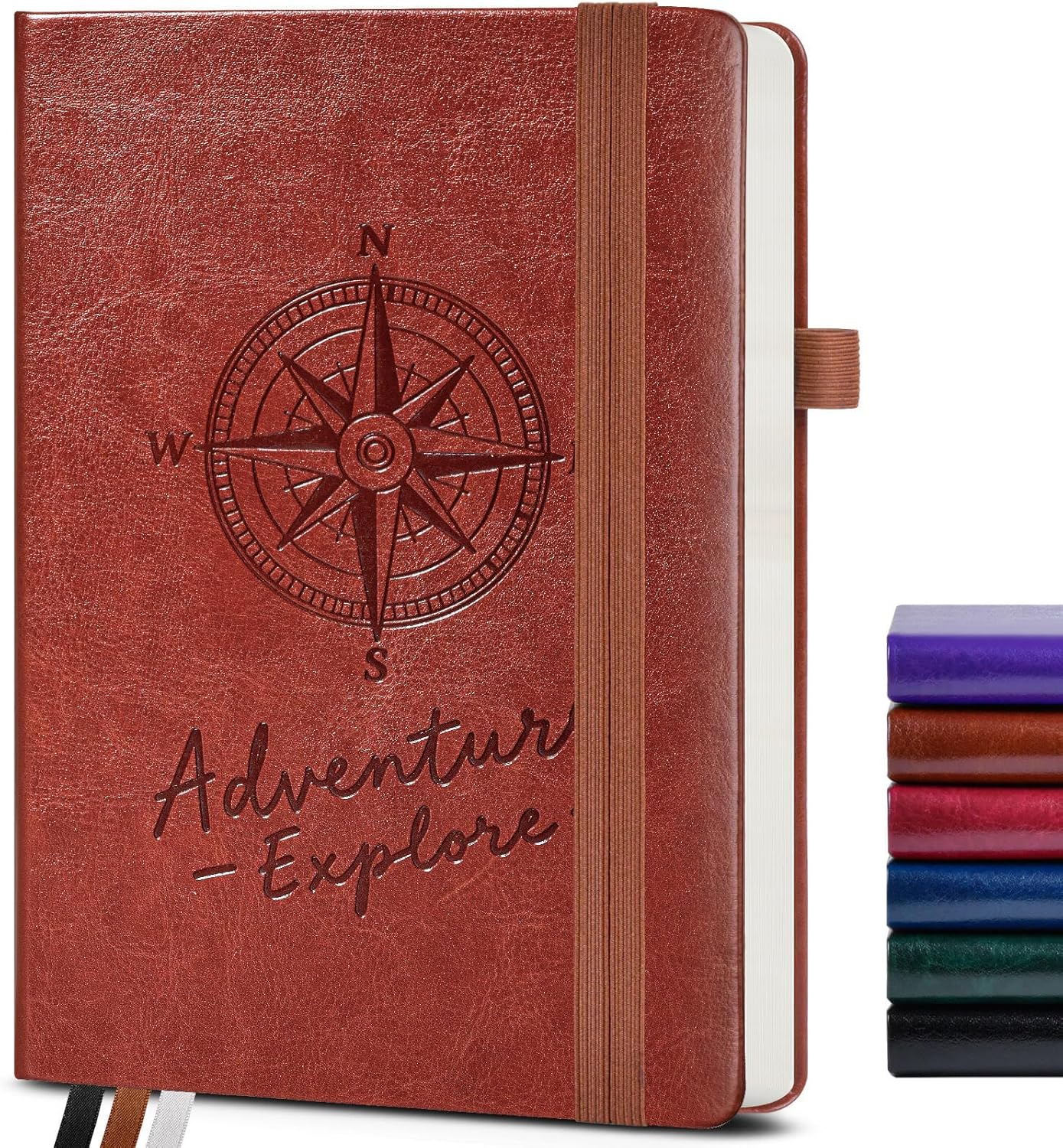 Lined Journal Notebook for Men Women, 160 Pages Ruled Paper, Inner Pocket, A5 Hardcover Vintage Leather Notebooks for Work, School, Travel Journaling, Daily Diary, Notepad 5.8" x 8.5" (Brown)