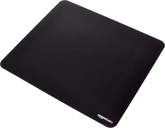 Amazon Basics Large Square Computer Mouse Pad, Cloth and Rubberized Base, 17.7L x 15.7W inches, Black