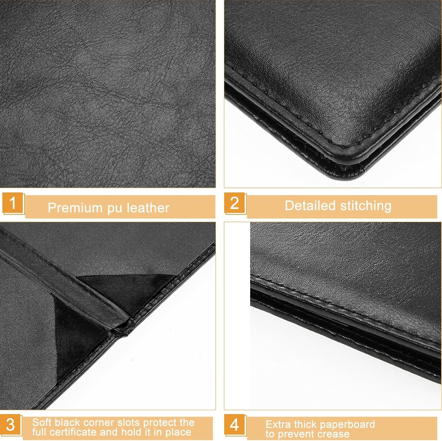 Tenare 20 Pcs Leather Certificate Holder 8.5 x 11 Inch PU Black Red Blue Purple Phd Bachelor Master Diploma Cover Professional Award Folder for Official Graduation Competition Contest Charity (Black)