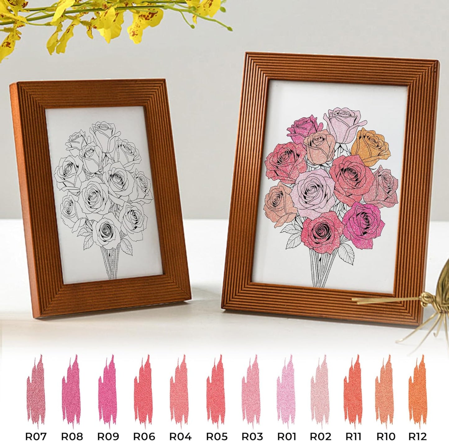 Retractable Glitter Gel Pens, 12 Colors Large Capacity Red Pink Glitter Metallic Gel Ink Pens, 1 mm Fine Point Smooth Writing Color Pens for Adult Coloring Book Note Taking Aesthetic Art Supplies