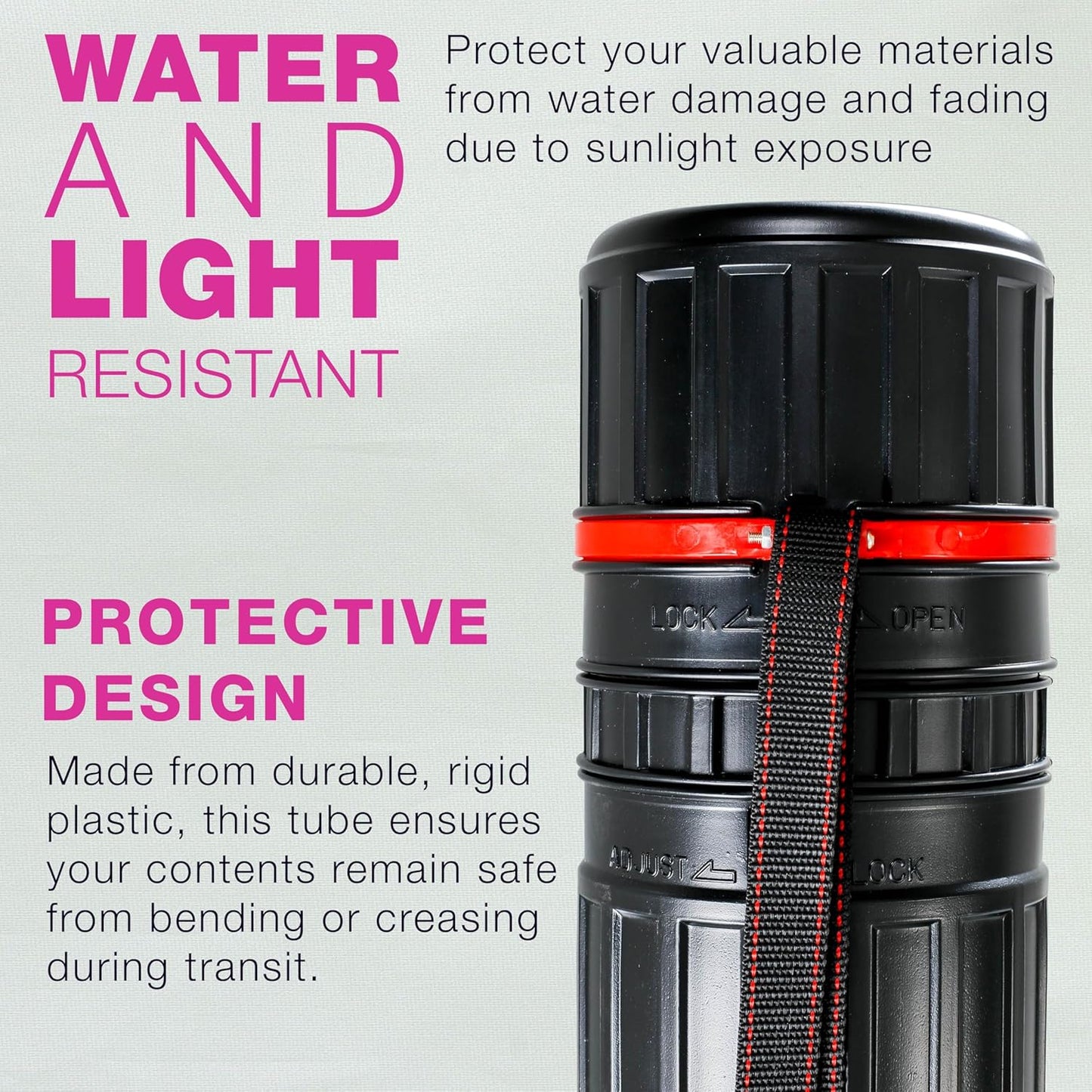 U.S. Art Supply Large Telescoping Drafting Tube (Pack of 2) - 4-7/8" Outside/4-1/2" Inside Diameter, Expands 30-1/4" to 47-3/4", with Shoulder Strap
