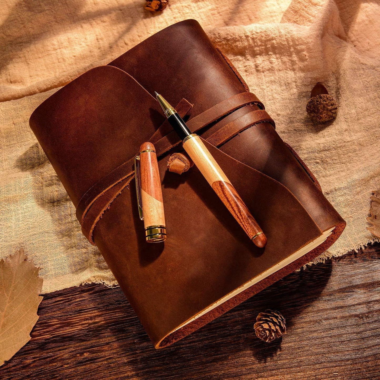 Best Wooden Gel Pen Gift Set with Handmade Rollerball Designer Pen Holder Box and Refills, Business Ballpoint Pen with Fancy Journaling Pen Display Case