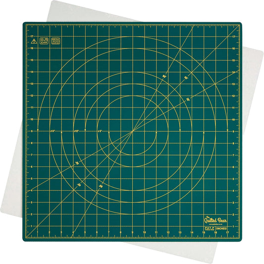 The Quilted Bear Rotating Cutting Mat 18" x 18" - Square 360° Rotating Self Healing Mat with Innovative Locking Mechanism for Quilting & Sewing Your Choice of Colours Available! (Green)