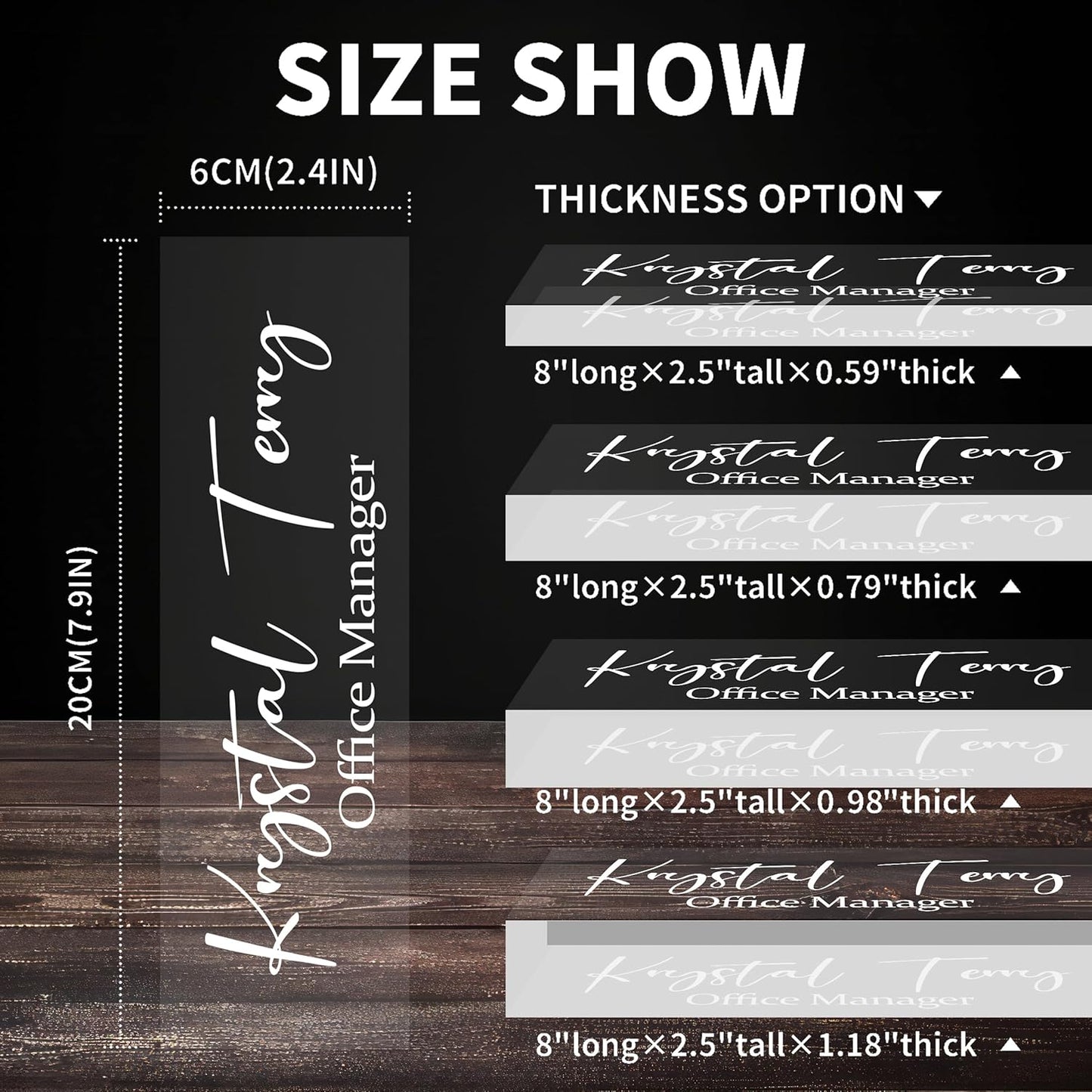 Personalized Name Plate for Desks, Custom Desk Name Plates, Acrylic Name Plate Office Desk Accessories, Personalized Office Gifts for Coworkers Teachers, Employee Appreciation Gifts (Engraved)