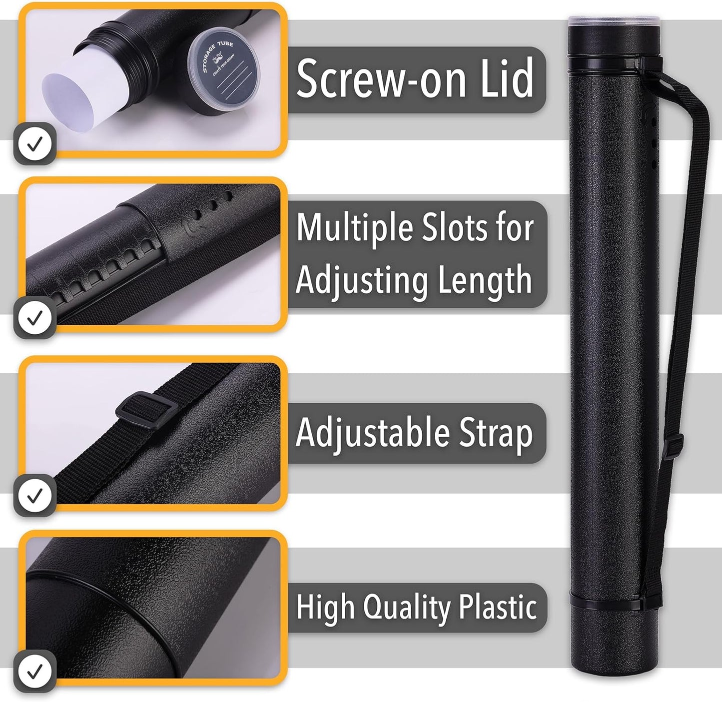 Mr. Pen- Poster Tube, 2 Pack, Black and Green, Extendable Poster Tube with Strap, Poster Carrying Case, Telescoping Tube, Art & Poster Transport Tubes, Poster Tubes for Storage, Poster Holder Tube