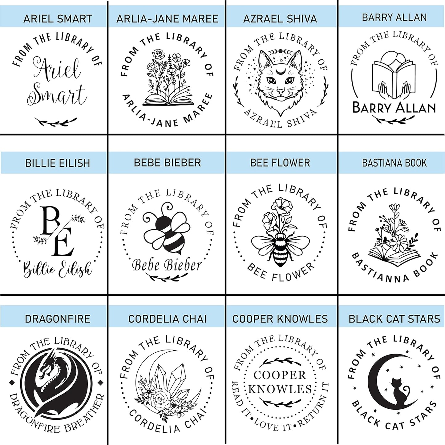 Custom Book Embosser, Personalized Gift from the library of, ex libris, this book belongs to Flowers coming out of book