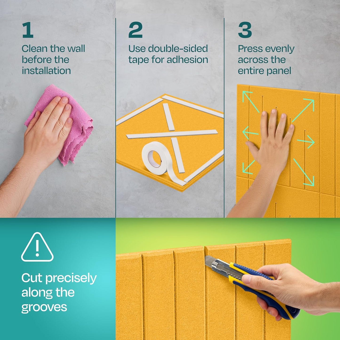 Acoustic Panels 12-Pack Soundproof Wall Panels 12"x12"x0.4" Decorative Sound Dampening for your Home, Office, Studio, Bedroom & More with Unique LineWave Carving [Yellow Orange Gold]