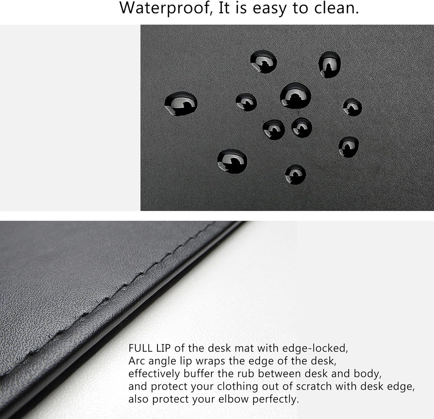 AKOZLIN 31.5"x15.8" Soft PU Leather Surface Office Desk Mouse Mat Pad with Full Grip Fixation Lip Table Blotter Edge-Locked Protector