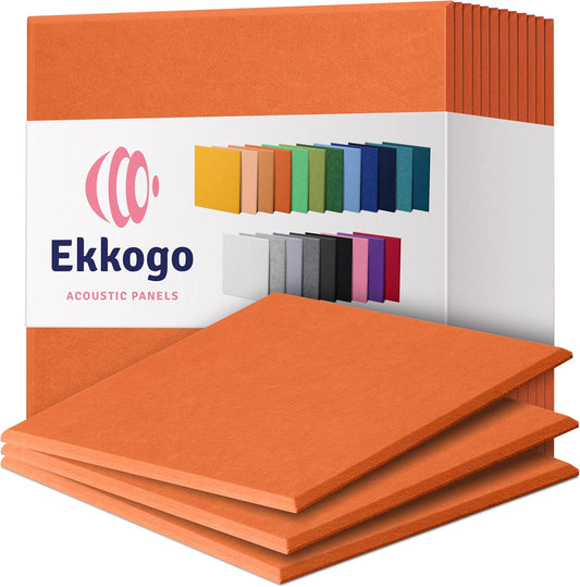 Acoustic Panels 12-Pack Soundproof Wall Panels 12"X12"X0.4" Sound Panels High Density Sound Dampening Panels - [Poppy Orange Square]