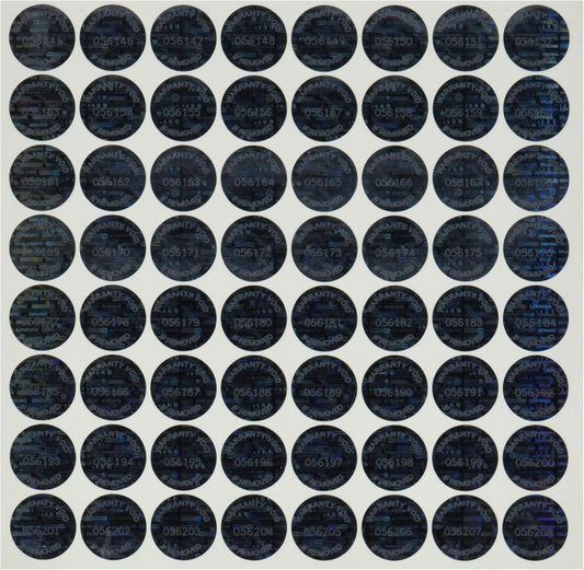 Black Round/Circle Hologram Security Labels/Stickers Tinted Covert Laser Sequentially Numbered Tamper Evident, 1,000 pcs- Unique. Size: 0.625" Diameter (16mm)