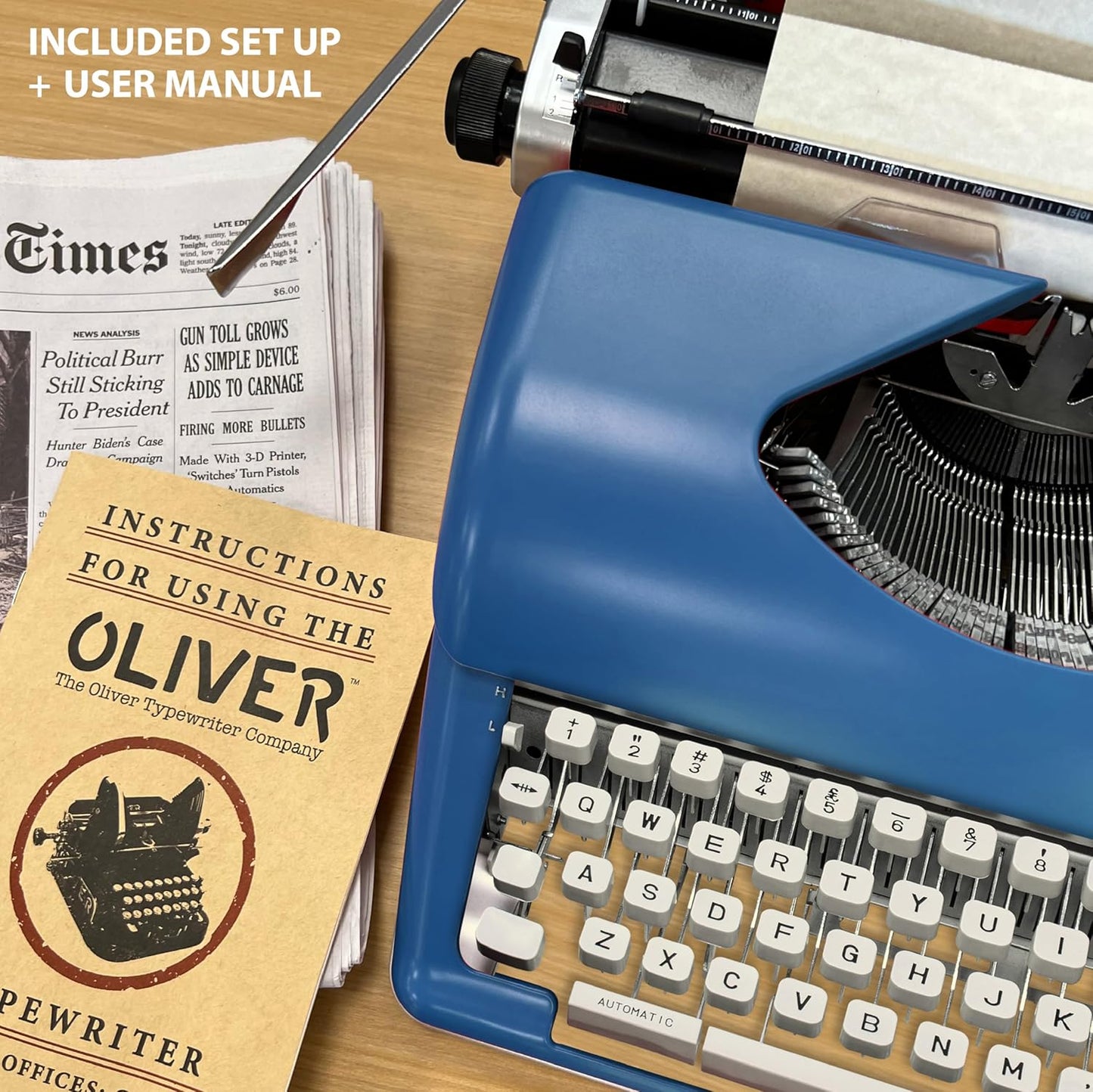 Timeless Manual Typewriter, Blue