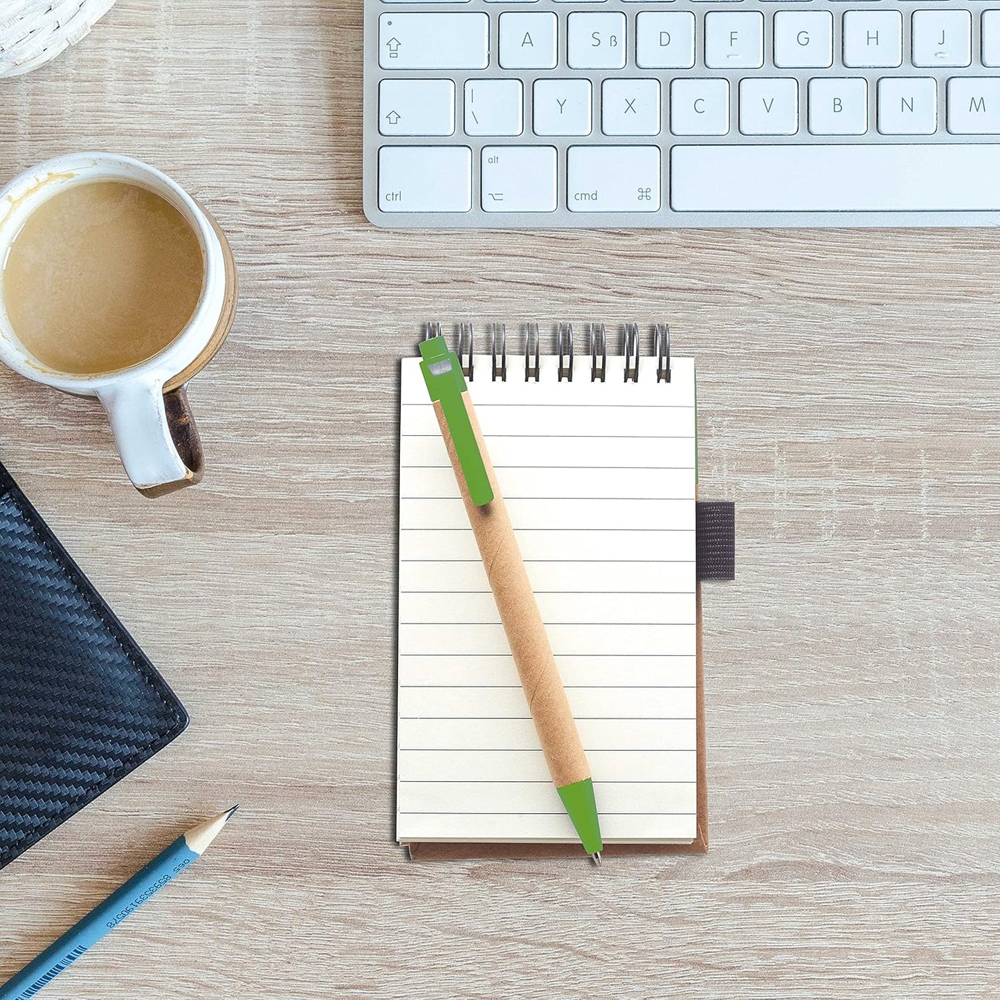 DISCOUNT PROMOS 10 Recyclable Spiral Small Notebooks Pack - 60 Lined Pages - Lime Green