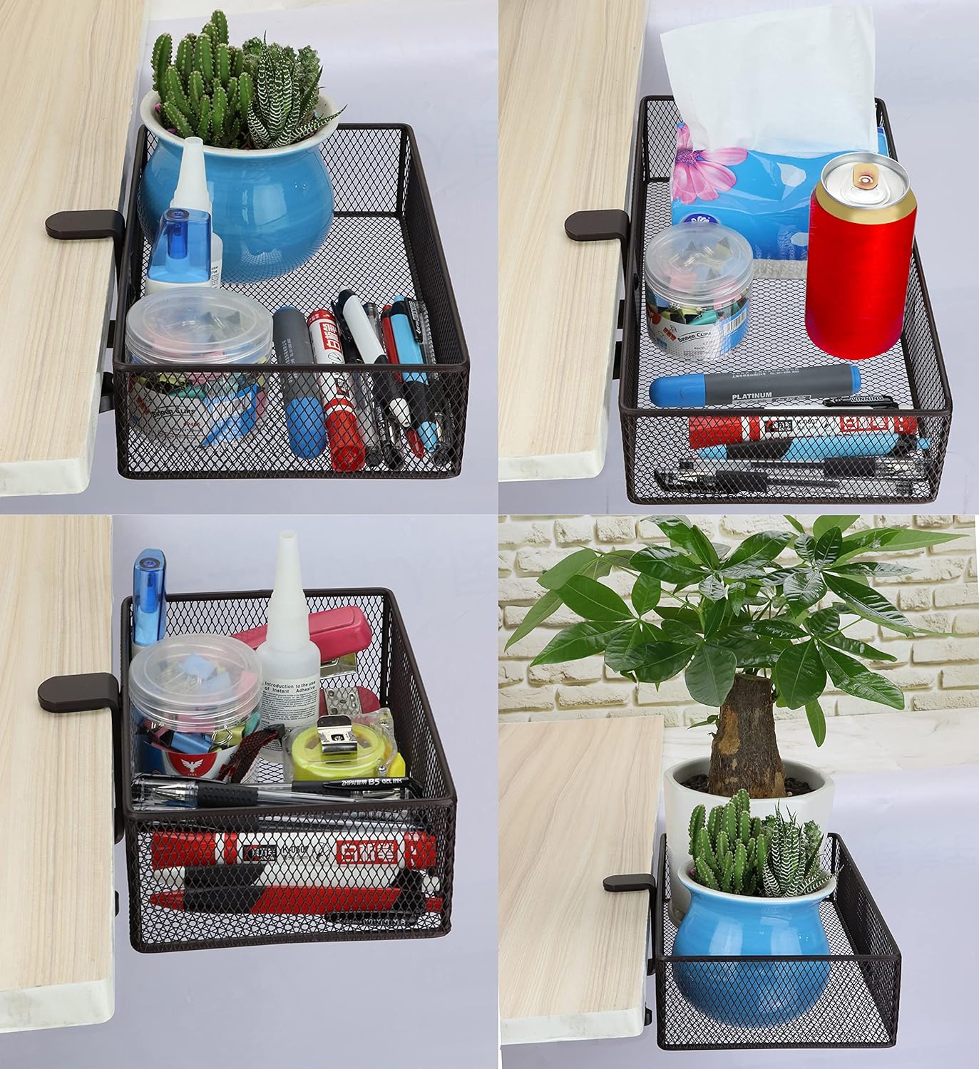 Clip-on Drawer organizers (2 pack), desk organizer, can be clipped around the table to store small items (Bronze Gold)