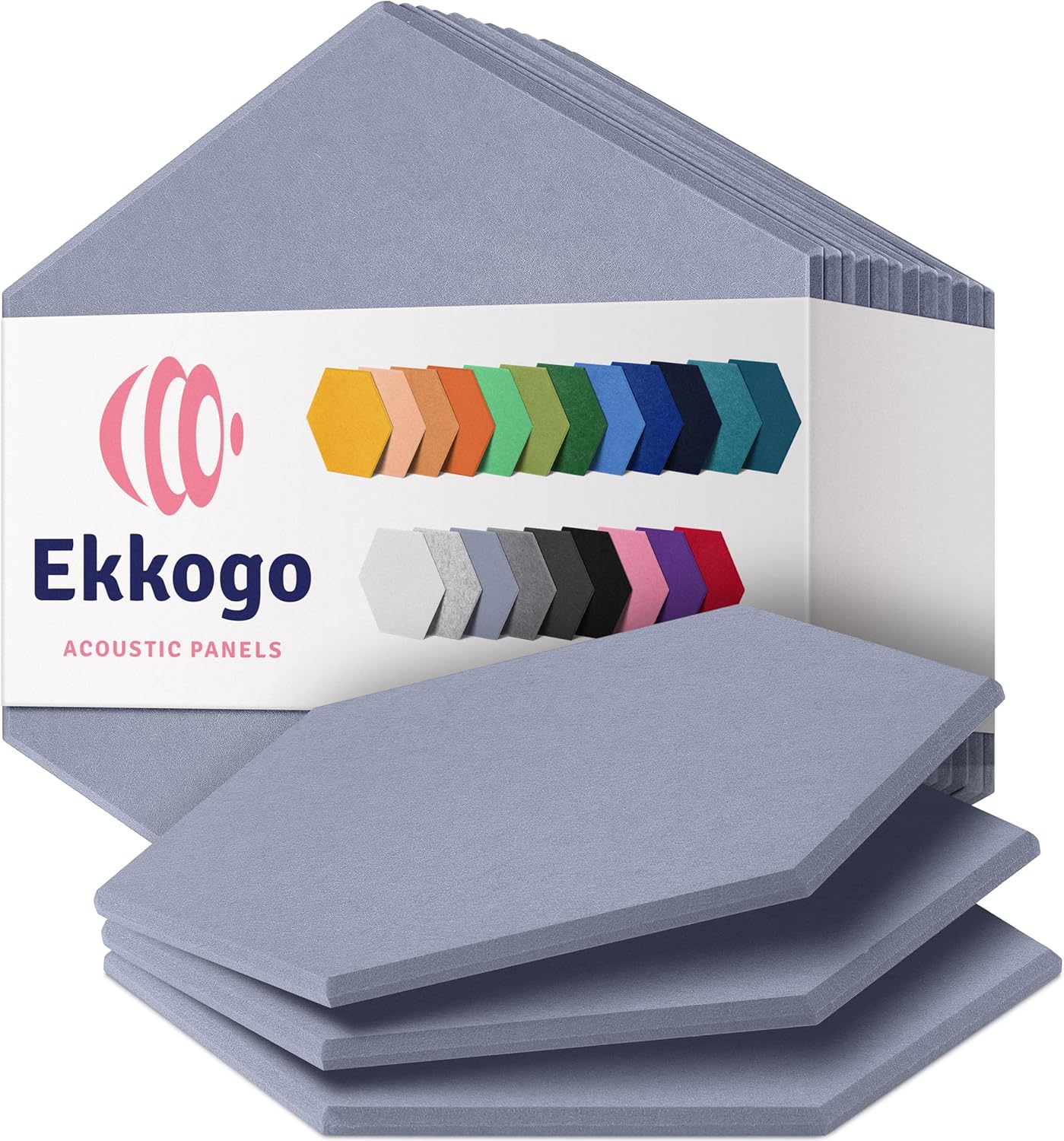 Acoustic Panels 12-Pack - 14"X12.1"X0.4" Soundproof Wall Panels - High Density Sound Dampening - Dusky Gray Hexagon