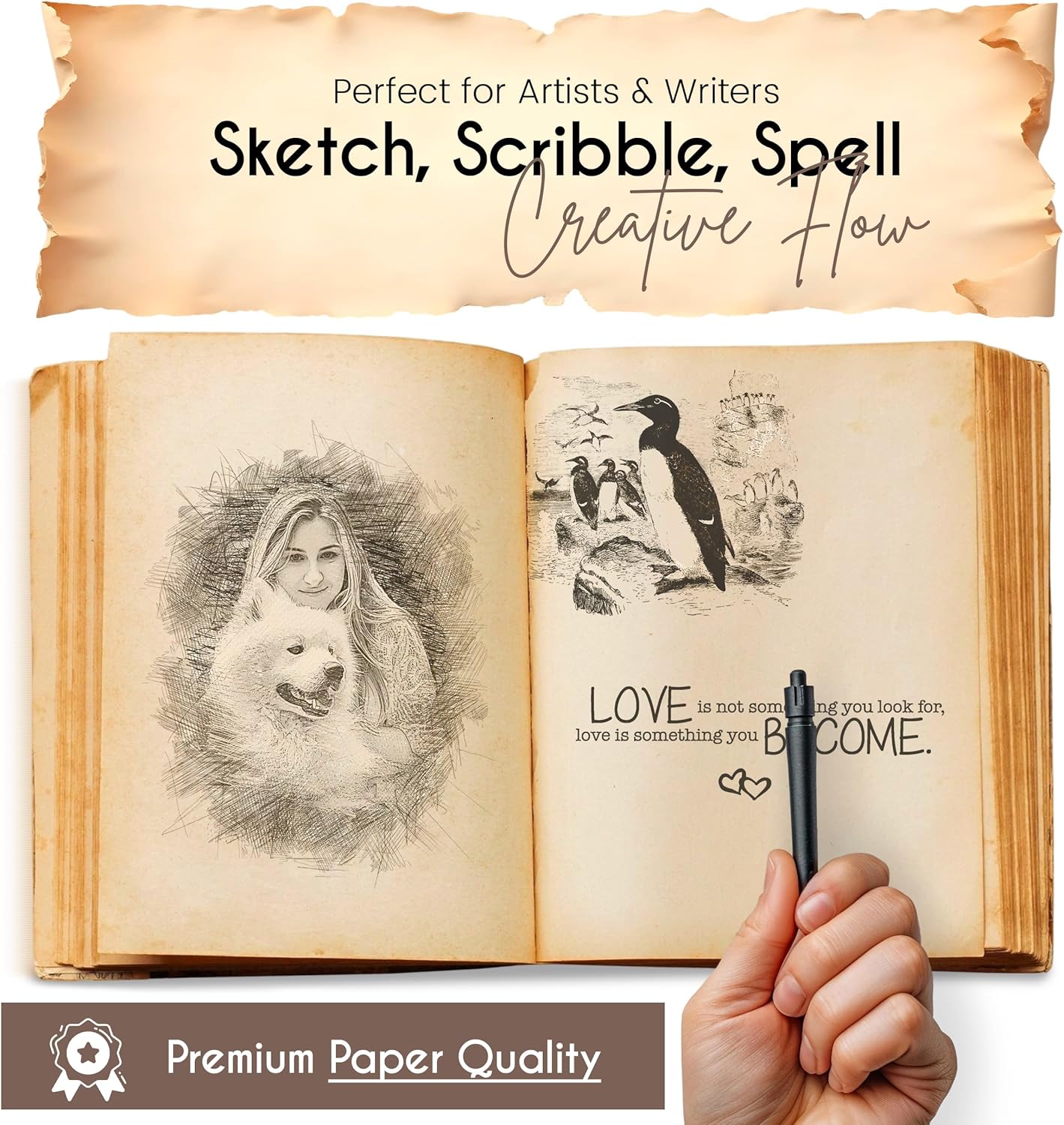 Unicorn Notebook of Shadows Leather Bound Journal with Vintage Clasp Lock – 200 Page Antique Deckle Edge Leather Notebook – Aesthetic Unicorn Journal Daily Diary for Men & Women