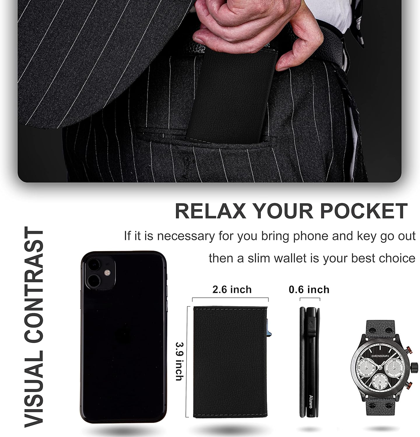 Aiuwo Airtag Wallet for Men,Mens Wallet Card Holder,Smart,Slim,Minimalist Wallet,Credit Cards Holder RFID Blocking Wallet (Airtag Wallet, Lichee Black)