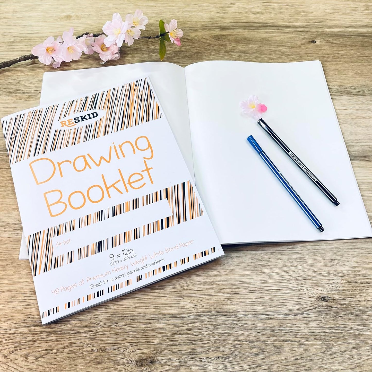 Reskid Drawing Paper Booklet (9 x 12 inches) - 48 Page, 5-Pack - Kids Drawing Paper Booklet, Coloring Art Booklet for Kids, Toddler Sketch Pads for Ages 3+