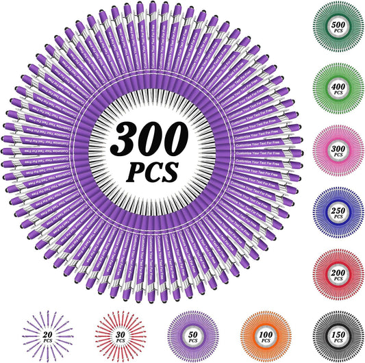 Max 500 Pcs Personalized Pens Bulk, Custom Pens with Free Engraving, Customized Stylus Tip Ballpoint Pen with Your Name Massage Text for School Office Business Graduation Anniversaries-300 Packs