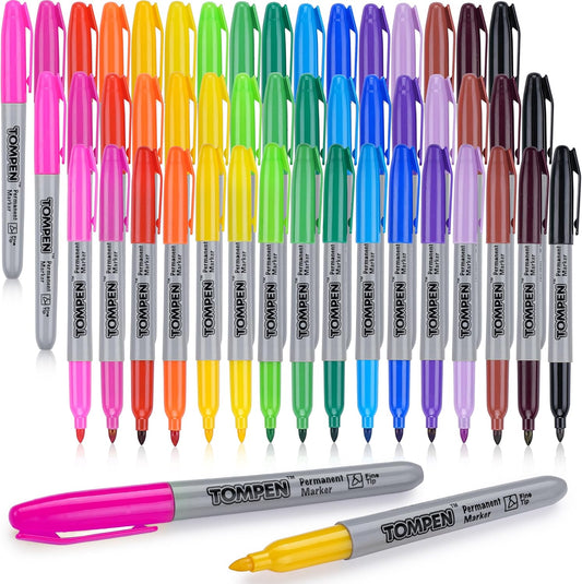 Permanent Markers,Fine Tip,48 Pack Bulk,16 Assorted Colors,Waterproof Permanent Marker Pens with Quick Drying on Wood,Plastic,Paper,Metal,Mirror for Drawing Coloring Art Writing Poster
