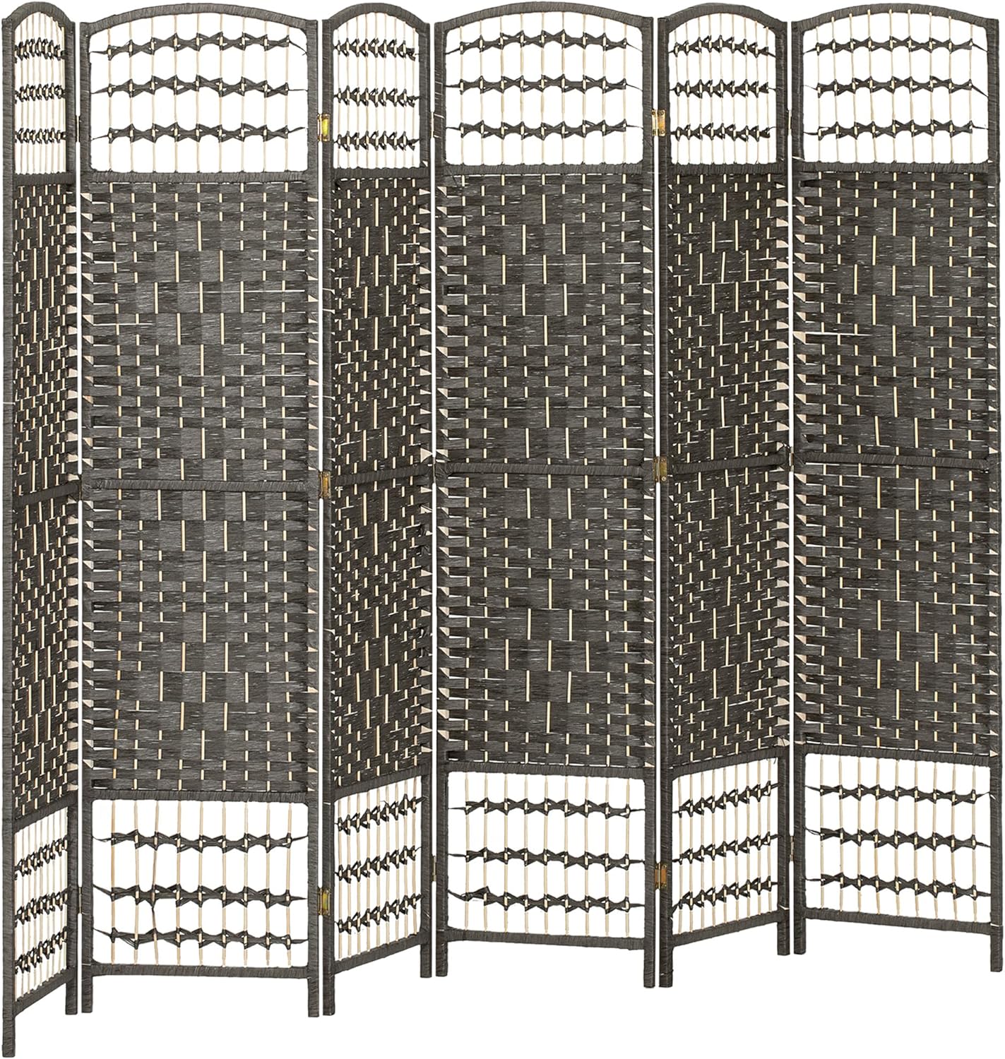 HOMCOM 6 Panel Room Divider, Folding Privacy Screen, 5.6' Room Separator, Wave Fiber Freestanding Partition Wall Divider, Dark Gray