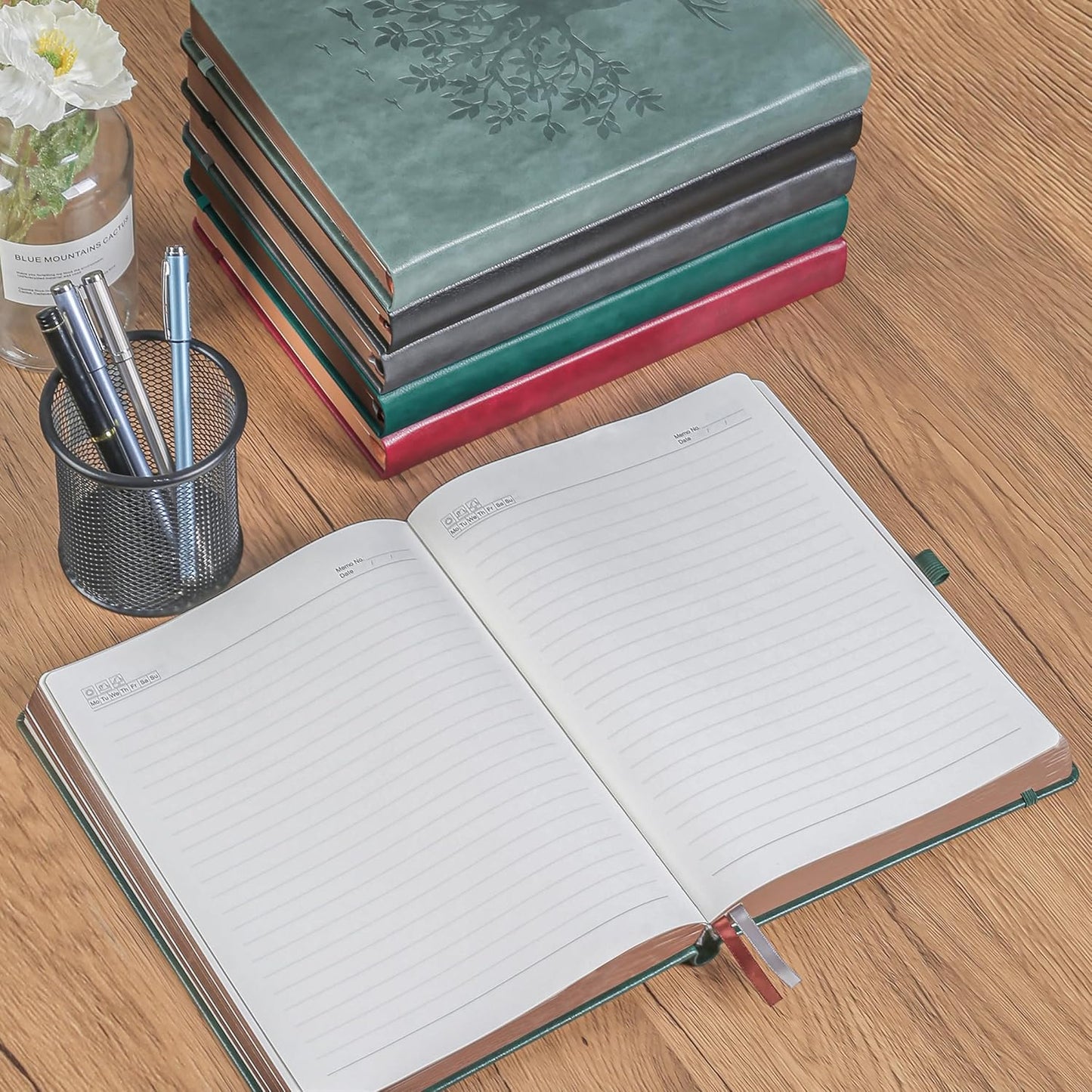 ZXHQ 360 Pages Thick Lined A5 Journaling Notebook, Hardcover Journal for Women Men Writing Notebook, Fine Inner Pocket, Tree of Life Design, 100Gsm Paper - Dark Green