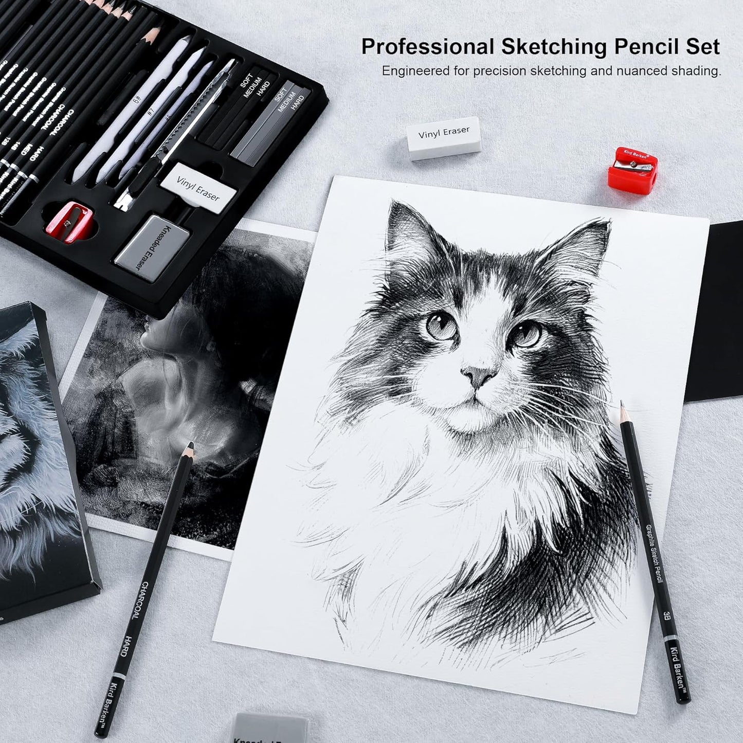 33 Piece Sketching Pencil Set - 5H to 14B Pencils, Charcoal Pencils, Charcoal Sticks,Graphite Sticks,Painting tools – drawing pencil set for Beginners, Artists, Students, Kids