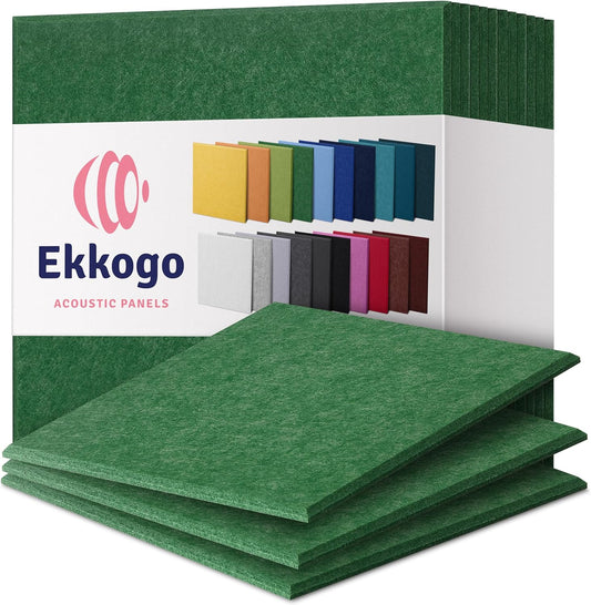 Acoustic Panels 12-Pack Soundproof Wall Panels 12"X12"X0.4" Sound Panels High Density Sound Dampening Panels - [Dark Green Square]