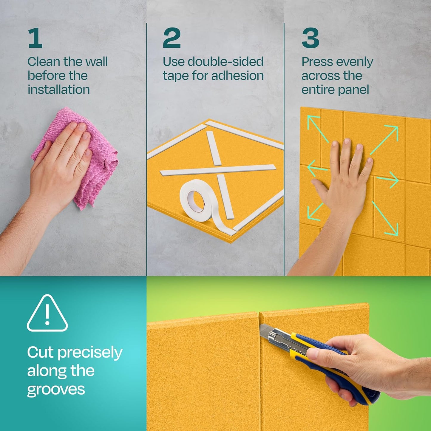 Acoustic Panels 12-Pack Soundproof Wall Panels 12"x12"x0.4" Decorative Sound Dampening for Your Home, Office, Studio, Bedroom & More with Unique GridFrame Carving [Yellow Orange Gold]