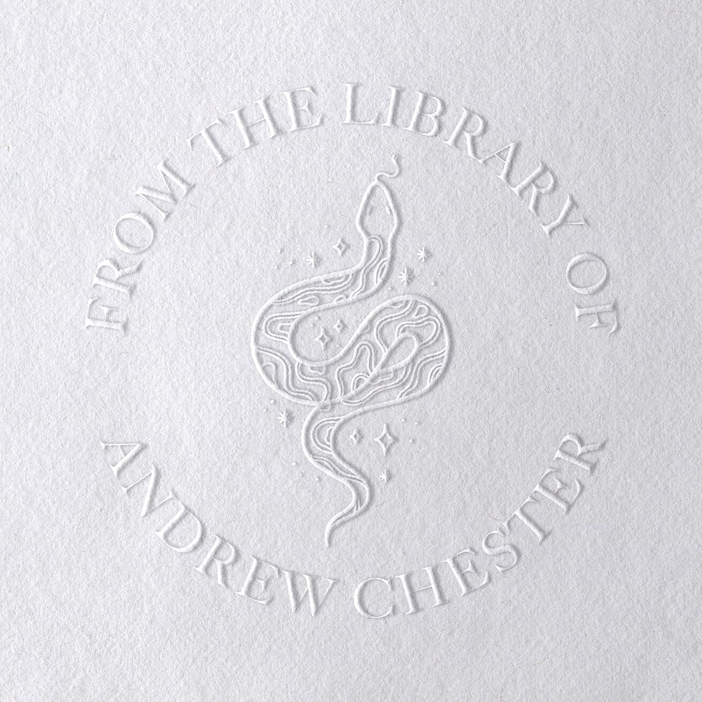 Personalized Book Embosser, Wooden Book Stamp, Self Inking Book Stamp, Custom Round Library Book Embossing Tool, Teacher School Book Stamp, Ex Libris Stamp, Gift for Book Lover (Serpent)