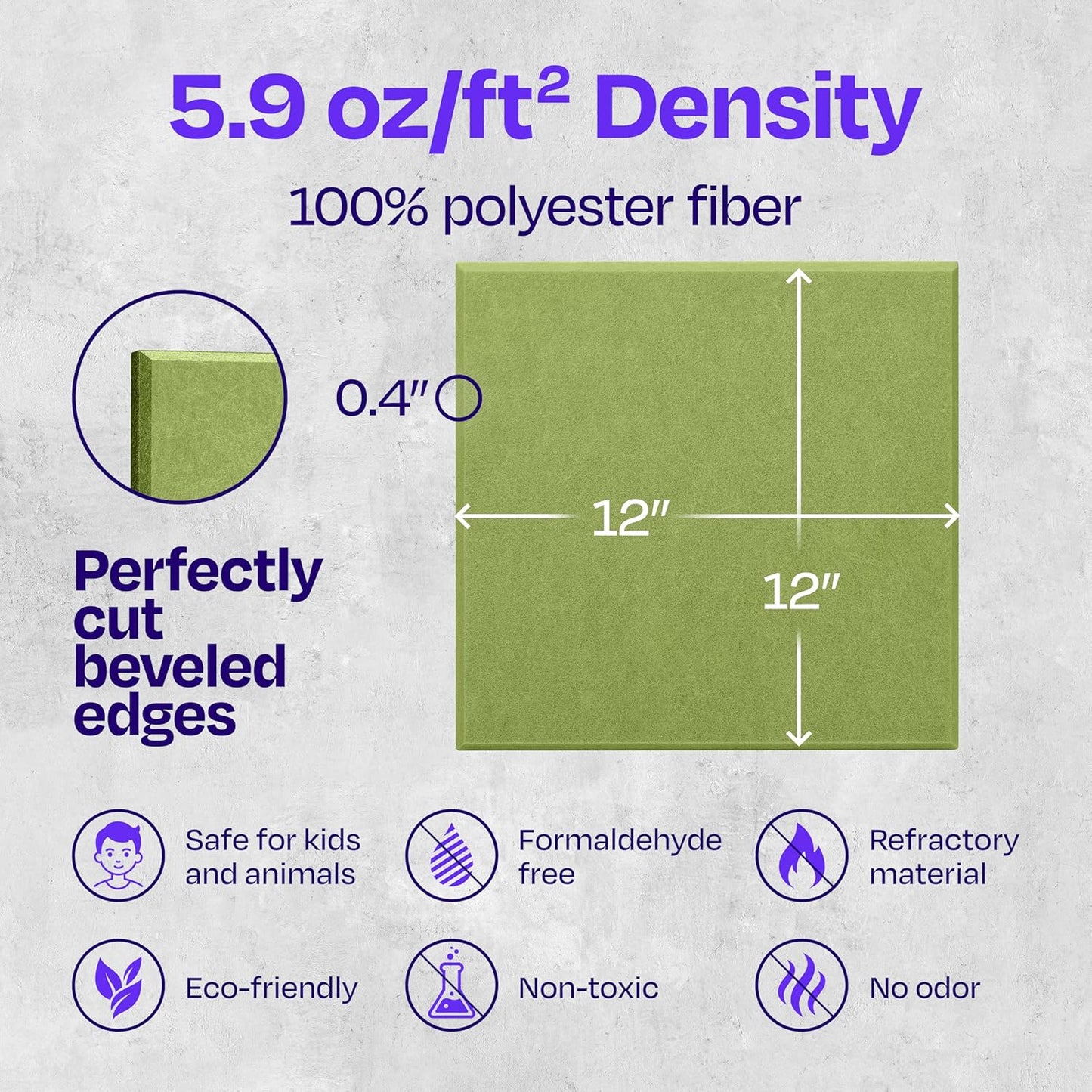 Acoustic Panels 12-Pack Soundproof Wall 12"X12"X0.4" - High Density Sound Dampening [Gin Green Square]