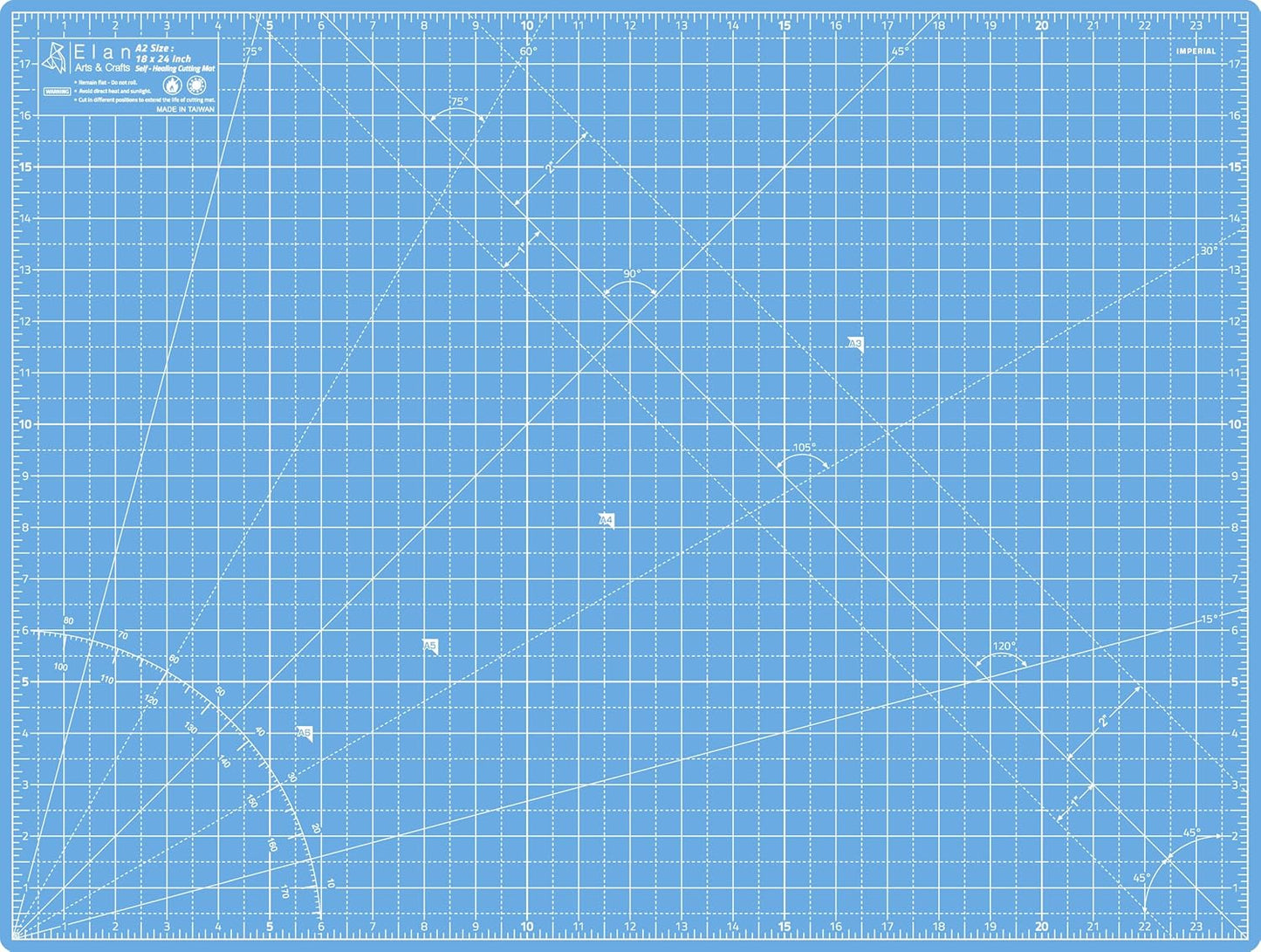 Elan Cutting Mat A2 Blue, Self Healing Cutting Mat 18x24 Inch, 5-Ply Craft Board Blue, Hobby Board for Crafts 18x24 Inch