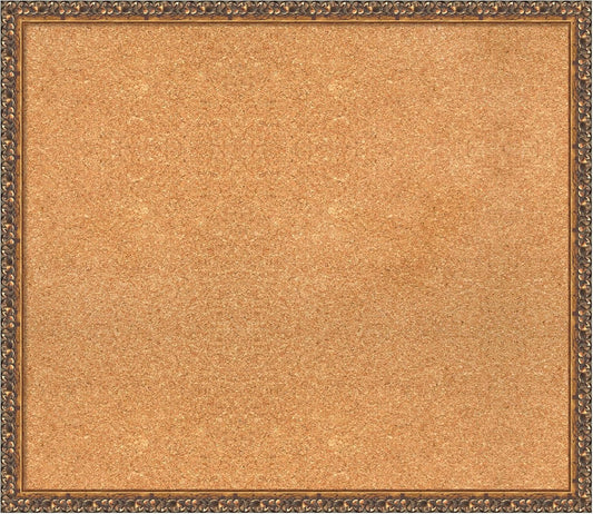 Amanti Art Natural Cork Board for Wall, 26x30 Vision Board with Bronze Frame, Large Corkboard Office Decor for Home Organization, Traditional Corkboard Pinboard to Display Items for Home Organization