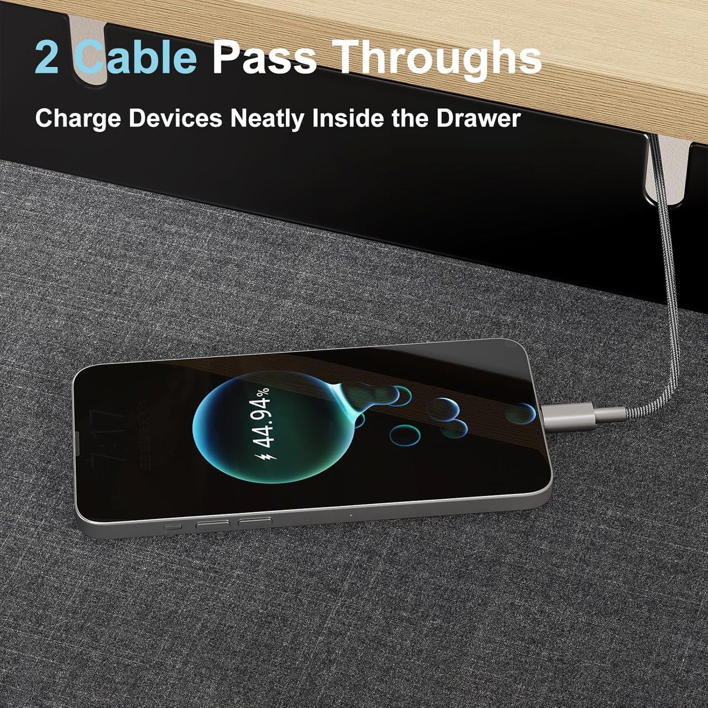 Under Desk Drawer, Pull-Out Storage Organizer with Full Extension Ball-Bearing Slides, Carbon Steel Undermount Drawer for Home Office Standing Desk, 11.9 inch,Black