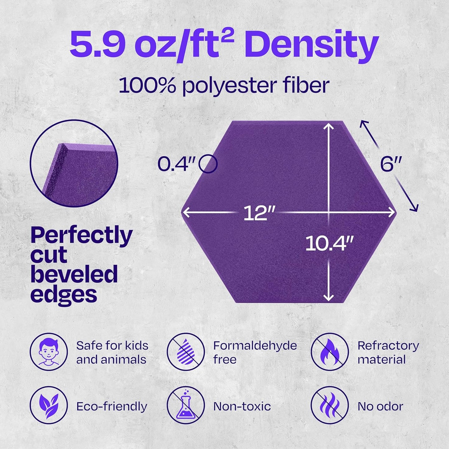 Acoustic Panels 12-Pack Soundproof Wall Panels 12"X10.4"X0.4" Sound Panels High Density Sound Dampening Panels - [Midnight Purple Hexagon]