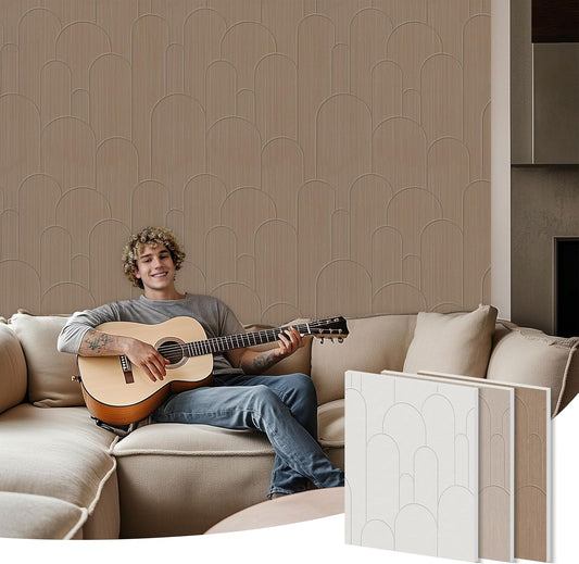 6 PCS Acoustic Panels, 23.6x23.6 Inch Sound Absorbing Panels, Decorative Acoustic Wall Panels for Recording and Home Studio, Office with Double-Sided Adhesive Tape