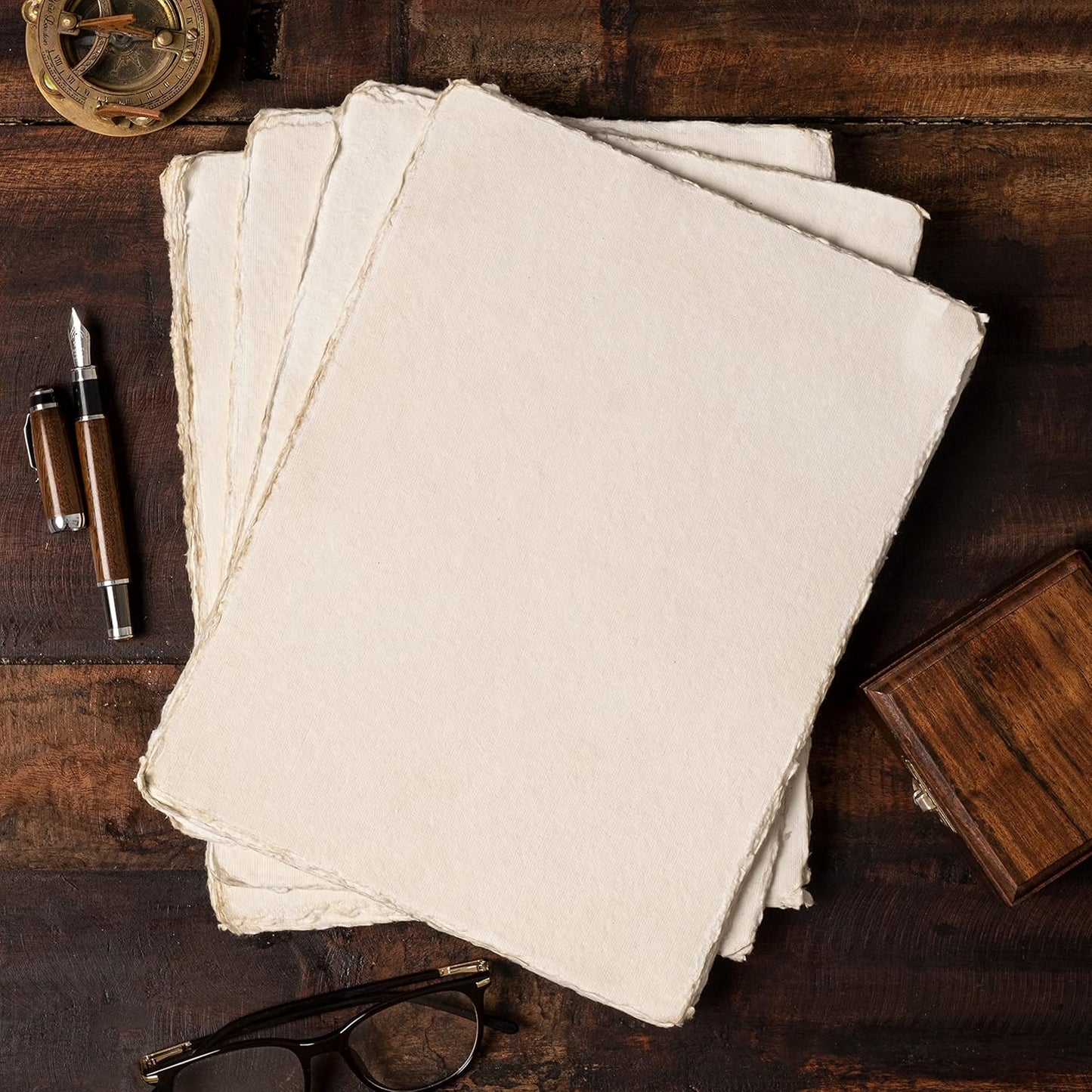 Watercolor Paper | Letter Sized Vintage Paper 8.5 x 11 Inches | 200 GSM Handmade Paper | 50 Sheets of Recycled Cotton Papers, Perfect for Any Medium, Blank Water Color Papers, Antique Paper