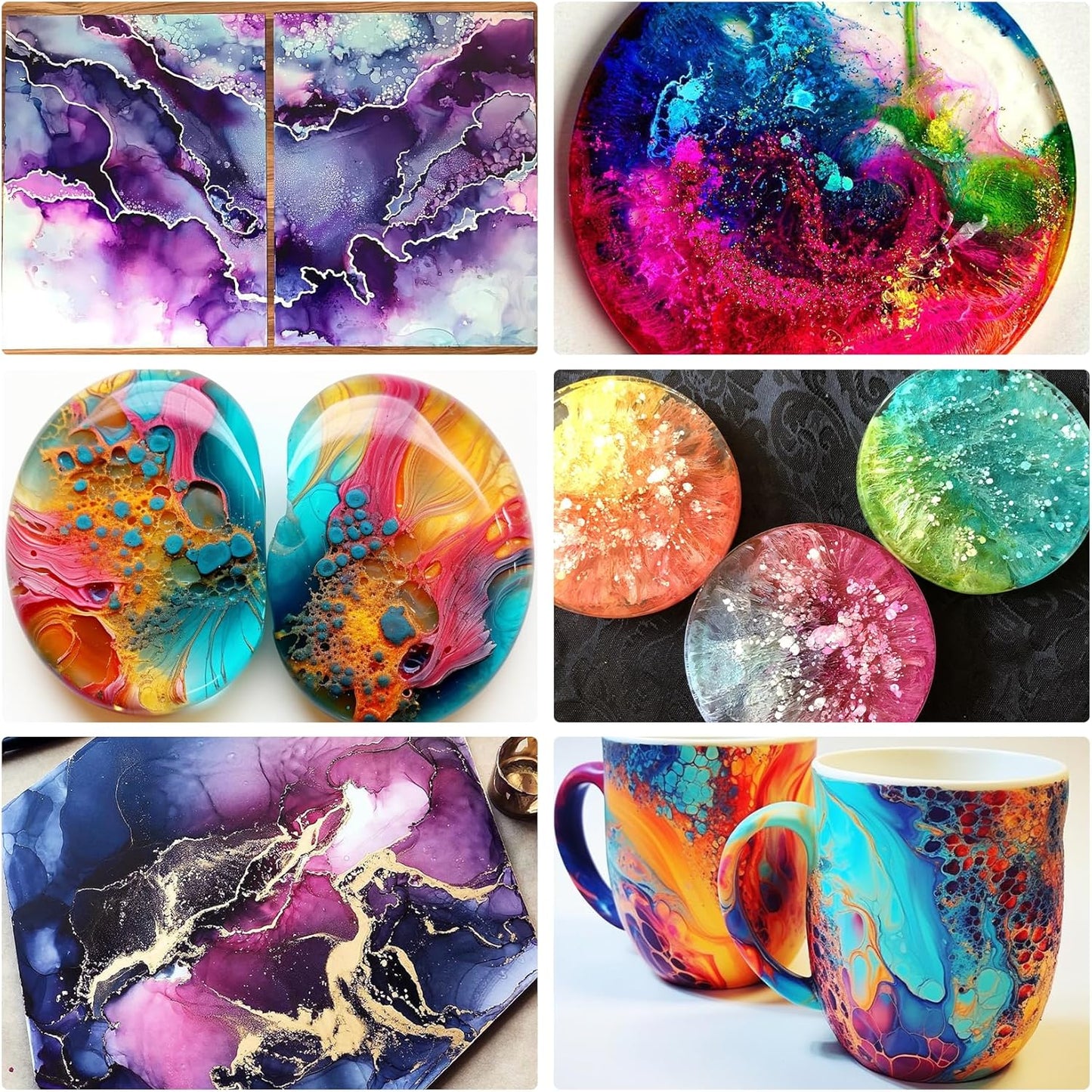 Alcohol Ink Set - 36 Bottles Vibrant Colors High Concentrated Alcohol-Based Ink, Concentrated Epoxy Resin Paint Colour Dye Great for Resin Petri Dish, Coaster, Painting, Tumbler Cup Making(10ml Each)