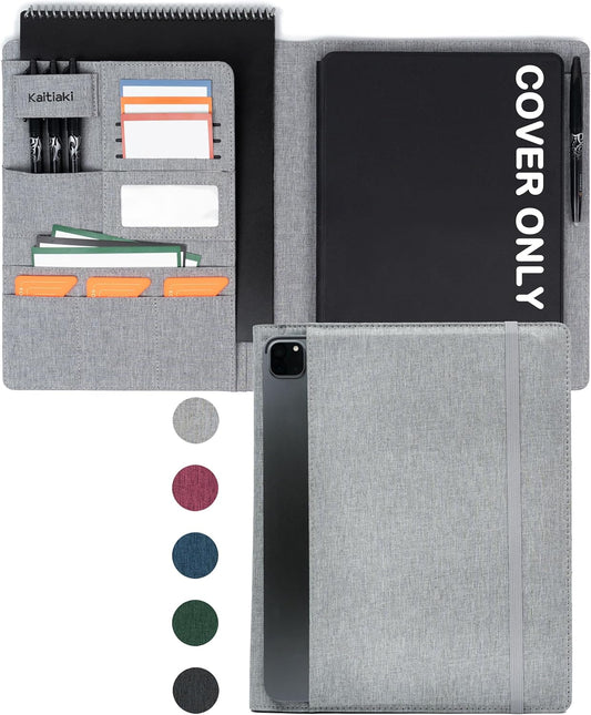 Sturdy Planner Cover for Rocketbook Smart Notebook - Water-Resistant Fabric Padfolio, Business Padfolio with Firm Writing Surface, Fits 8.5 x 11 Letter Size, Rocketbook Accessories (Gray)
